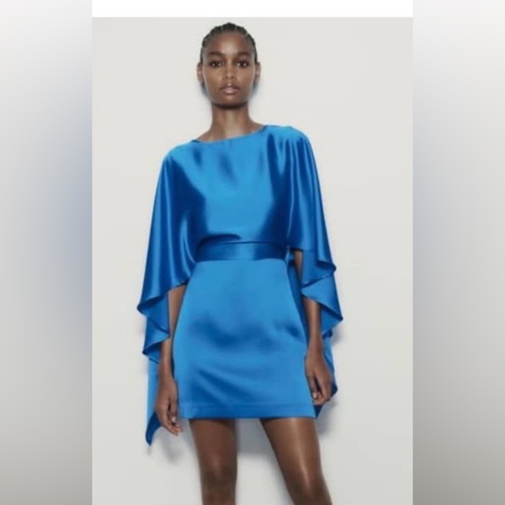 Zara Electric Blue Satin Mini Dress